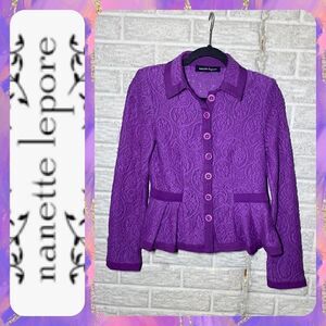 MSRP $448 Nanette Lepore Summer Flame Lace Peplum Jacket Women's Size 4